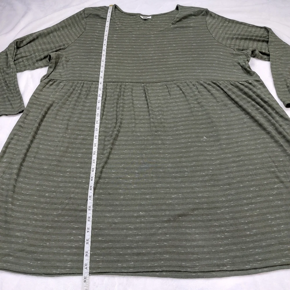 PURE JILL WOMEN'S OLIVE GREEN BABYDOLL LONG SLEEVE T-SHIRT DRESS TUNIC SIZE 3X - Picture 5 of 7